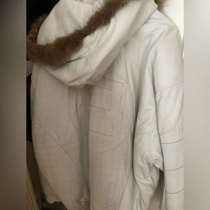 White 8-ball leather Coat